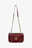 Gucci Burgundy Leather Quilted GG Marmont Medium Shoulder Bag