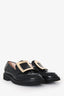 Roger Vivier Black Brushed Leather Buckled Viv' Rangers Loafers Size 37