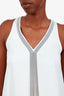 Brunello Cucinelli Cream Silk Vneck Silver Monili Bead Sleeveless Top XS