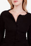 Prada Black Crepe Ruched Detail Long Sleeve Blouse Size 38