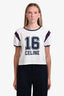 Celine White/Navy/Red Logo Printed Short Sleeve T-shirt Size L