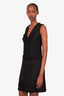 Pre-loved Chanel™ Black Ruffled Chiffon Tweed Sequin Detail Dress Size 38