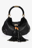 Gucci Black Guccissima Leather Bamboo Tassel Indy Bag