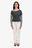 Frame Cream/Brown Denim 'Le Italien True Straight' High Waisted Jean Size 30