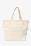Pre-loved Chanel™ Beige/Gold Cotton Terry Cloth Fringe Tote Towel Pouch Set