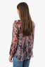 Chloe Pink/Plum Silk Floral Print Ruffle Blouse Size 36