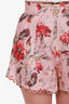 Zimmermann Pink Linen 'Cassia' Floral Shorts Size 1