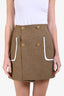 Fendi Brown Wool Mini Skirt with Gold-tone Buttons Size 38