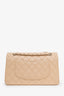 Pre-loved Chanel™ 2018-19 Beige Caviar Leather Quilted Medium Double Flap Bag