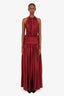 Mirror Palais Burgundy Silk Halter Neck Maxi Dress Size XXS