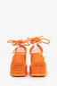 Bottega Veneta Orange Calf Leather Trim D'Orsay Espadrilles Size 36