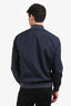 Brunello Cucinelli Navy Pinstriped Logo Baseball Zip Up Jacket Size M Mens