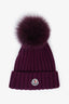 Moncler Purple Wool and Fox Fur Beanie