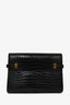 Saint Laurent Black Croc Embossed Small Manhattan Bag
