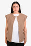 Gucci Beige/Tan Wool GG Monogram Reversible Accent GG Button Up Vest Cardigan Size 40
