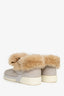 Pre-loved Chanel™ Grey/Beige Leather Sherling High Top Size 37