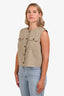 Theory Taupe Linen Blend Trucker Vest Size 10