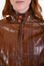 Maison Margiela Brown Crinkled Leather Bomber Jacket Size 36