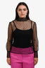 Officine Générale Black Mesh Velvet Polka Dot 'Jade' Top Size L