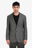 Cannali Grey Houndstooth Wool Elbow Patch Suit Blazer Size 52 Mens