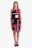 Hermès Navy/Red/Purple Patterned Silk Skirt Size 40
