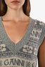 Ganni Grey Wool Logo Print Sweater Vest Size XS
