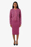 Versace Pink/Black Knit La Greca Jacquard Bodycon Midi Skirt Size 40