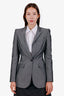 Burberry Grey Mohair Silk Single Breasted Blazer Size 4