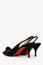 Christian Louboutin Black Satin Knotted Sling Back Heel Size 38.5