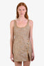 Self-Portrait Gold Boucle Metallic Thread Gold Button Mini Dress Size 4