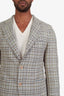 Loro Piana Blue/Brown Check Silk Blazer Size 48 Men's