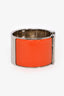 Hermès Orange/White Enamel Clic Clac H Bracelet Large Model