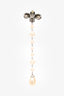 Balenciaga Silver Tone Crystal Faux Pearl Drop Clip-On Earring