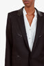 Saint Laurent Black Wool Jacket with Leather Collar Size 38