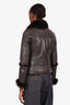 Louis Vuitton Brown Lambskin Fur Toggle Closure Jacket Size 34