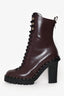 Valentino Burgundy Leather Soul Rockstud Boot Size 36