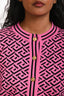 Versace Pink/Black Greca Wool Blend 'La Greca' Cardigan Size 40