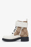 Gucci White Leather Monogram GG Combat Boots Size 38