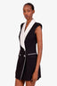 Balmain Black/White Sleeveless Double Breasted Blazer Mini Dress Size 38