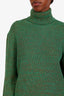 Gucci Green/Gold Metallic Ribbed Knit Turtle Neck Sweater Size M