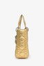 Christian Dior 2016 Gold Metallic Calfskin Cannage Small Lucky Badges My Lady Dior with Strap