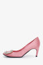 Roger Vivier Pink Satin Crystal Buckle 'Trompette' Heels Size 37.5