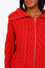 Self-Portrait Red Cable Knit Cardigan Size M