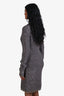Altuzarra Grey/Gold Knit Sequin Long Sleeve V-Neck Knee-Length Dress Size Small