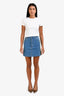 Gucci Blue Denim Web Grosgrain Trim Mini Skirt Size 36