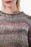 Pull ajouré rayé rose/gris en mohair et alpaga Acne Studios, taille L
