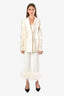 Nadine Merabi White Silk Fur Trimmed Pants Size XS
