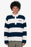 Ami Navy/White Striped Polo Long Sleeve Top Size XL Mens