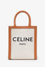 Celine Brown/Beige Canvas Vertical Mini Cabas Tote with Strap