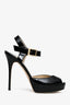 Jimmy Choo Black Patent Platform Peep Toe Heels Size 41